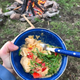 Creamed corn + chicken + peppers + wild chives